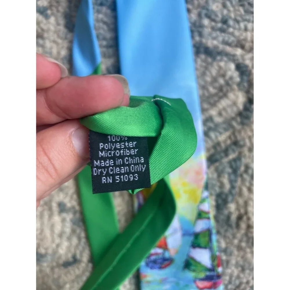 Leoma Lovegrove Men’s Tie Making Waves Print Sailboats Tropical Beach Ocean